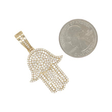 Load image into Gallery viewer, 10K Yellow Gold Hamsa Diamond Pendant 1.71 CT 1.75&quot;
