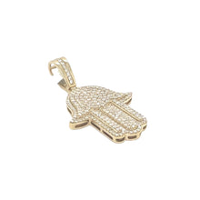 Load image into Gallery viewer, 10K Yellow Gold Hamsa Diamond Pendant 1.71 CT 1.75&quot;
