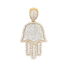 Load image into Gallery viewer, 10K Yellow Gold Hamsa VS Diamond Pendant 3.5 CT 1.8&quot;
