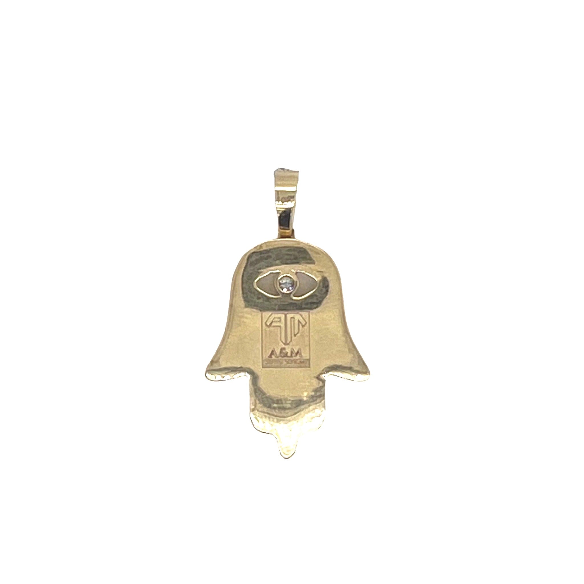 10K Yellow Gold Hamsa Evil Eye Diamond Pendant 1.0 CT 1.25"