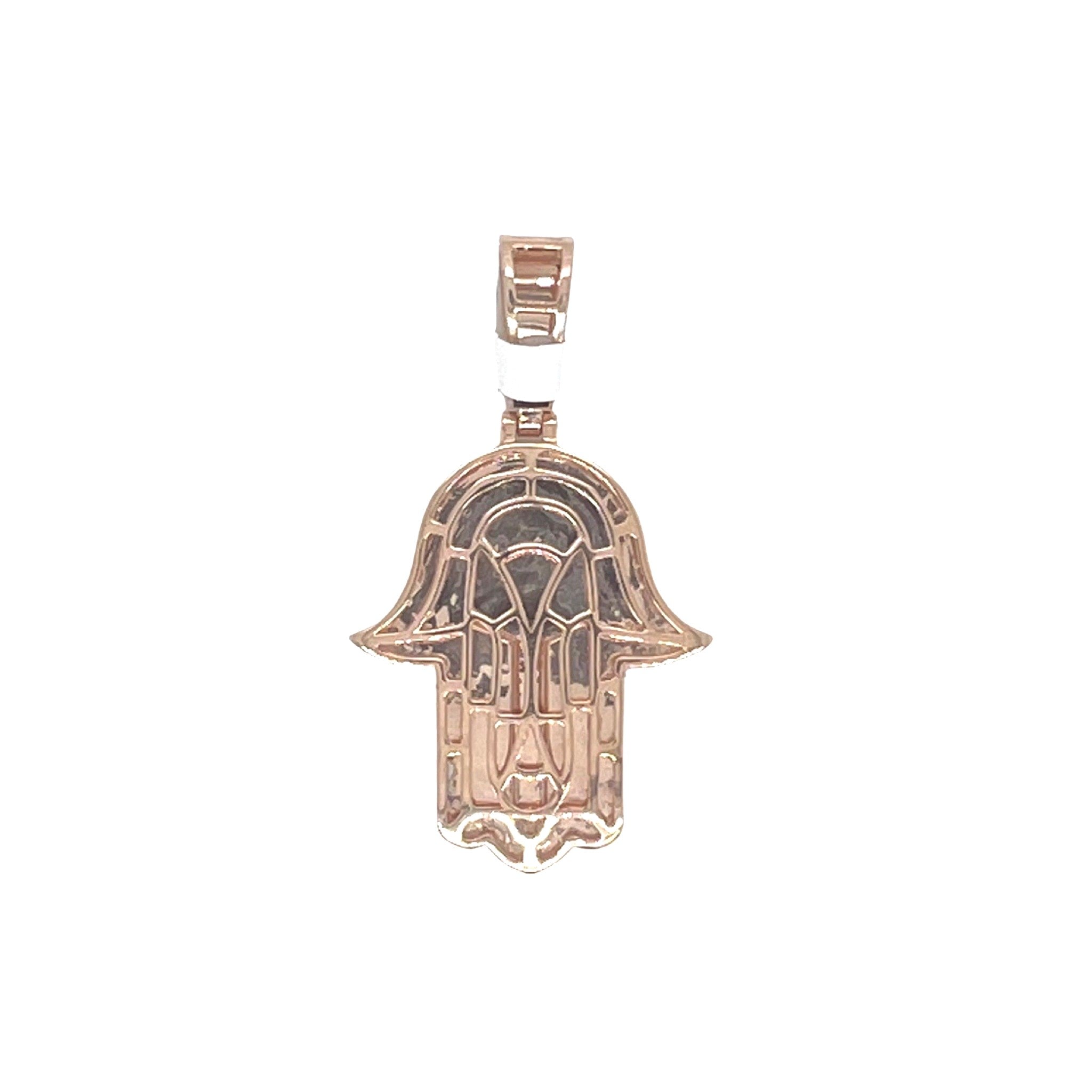 10K Two-Tone Gold Hamsa Diamond Pendant 1.71 CT 1.75"