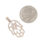 14K Yellow Gold 3D Hamsa Star of David Diamond Pendant 1.54 CT 1.6"