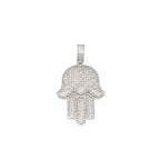 10K White Gold Hamsa Diamond Pendant 0.80 CT 1.65"