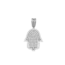 Load image into Gallery viewer, 10K White Gold Hamsa Diamond Pendant 2.04 CT 1.5&quot;
