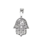 10K White Gold Hamsa Diamond Pendant 2.04 CT 1.5"