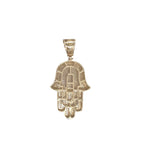 10K Yellow Gold Hamsa Diamond Pendant 0.65 CT 1.7"