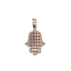 14K Rose Gold Hamsa Baguette Diamond Pendant 1.07 CT 1.3"
