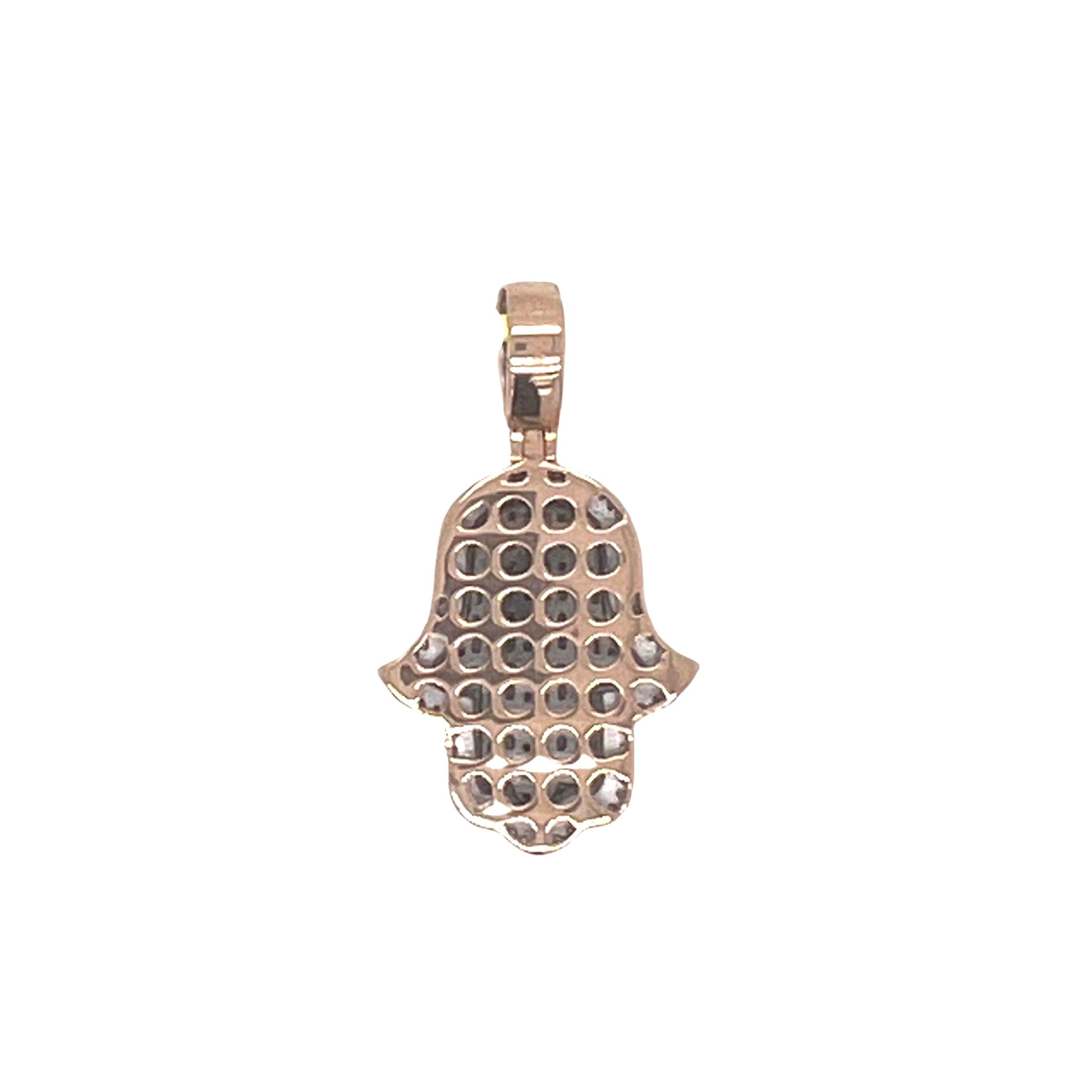 14K Rose Gold Hamsa Baguette Diamond Pendant 1.07 CT 1.3"