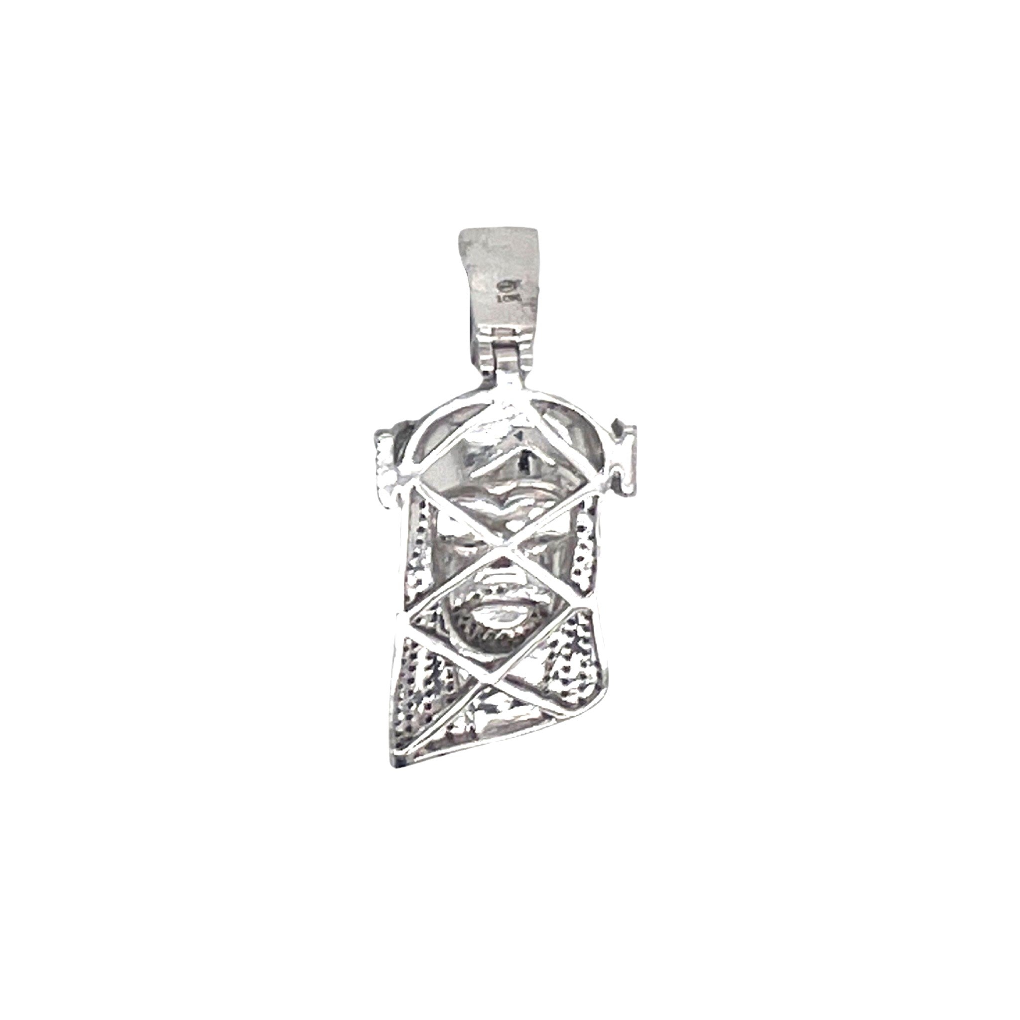10K White Gold Jesus Head Diamond Pendant 0.50 CT 1.5"