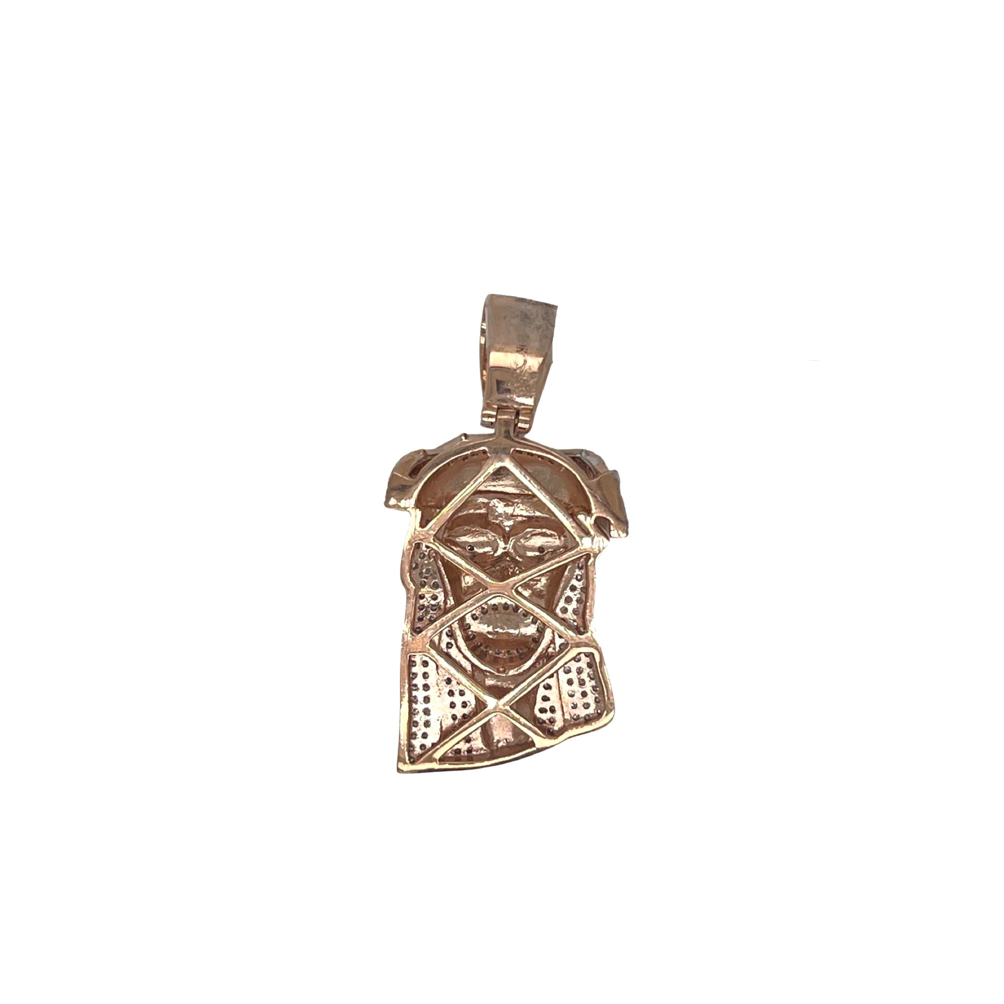 10K Rose Gold Jesus Head Diamond Pendant 0.50 CT 1.5"