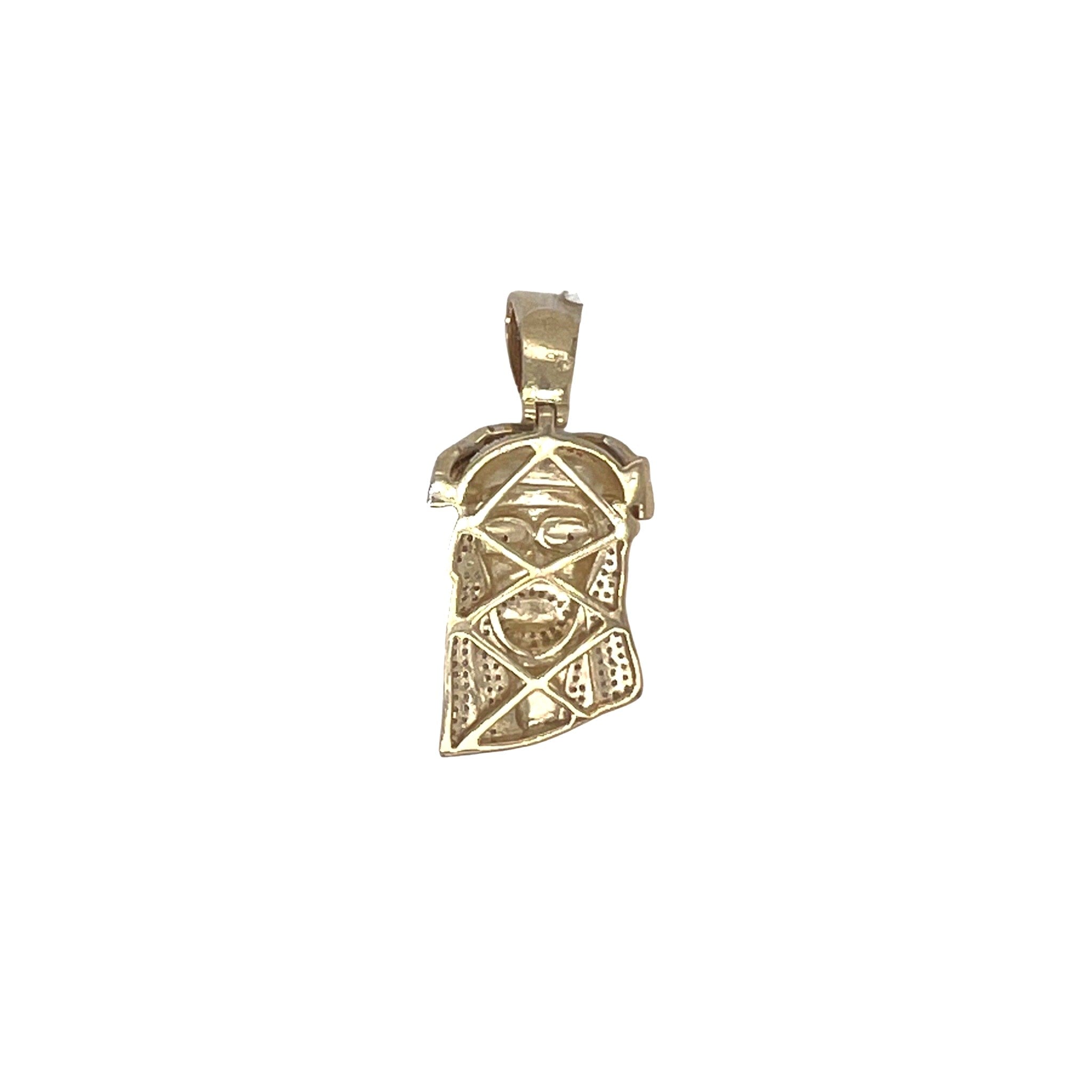 10K Yellow Gold Jesus Head Diamond Pendant 0.50 CT 1.5"