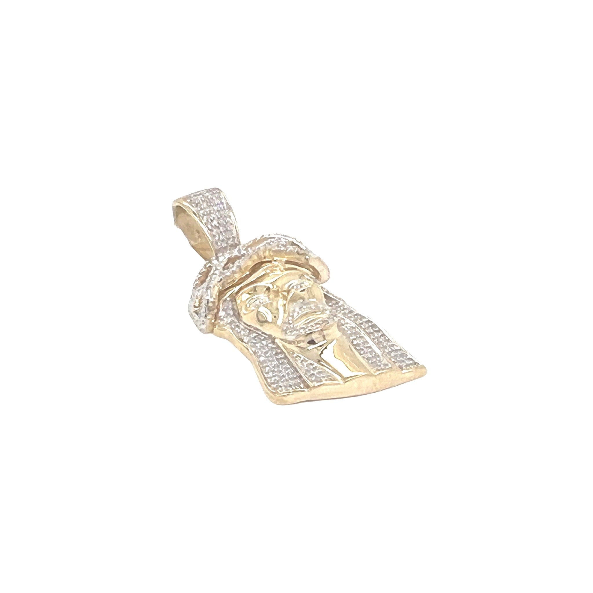 10K Yellow Gold Jesus Head Diamond Pendant 0.50 CT 1.5"