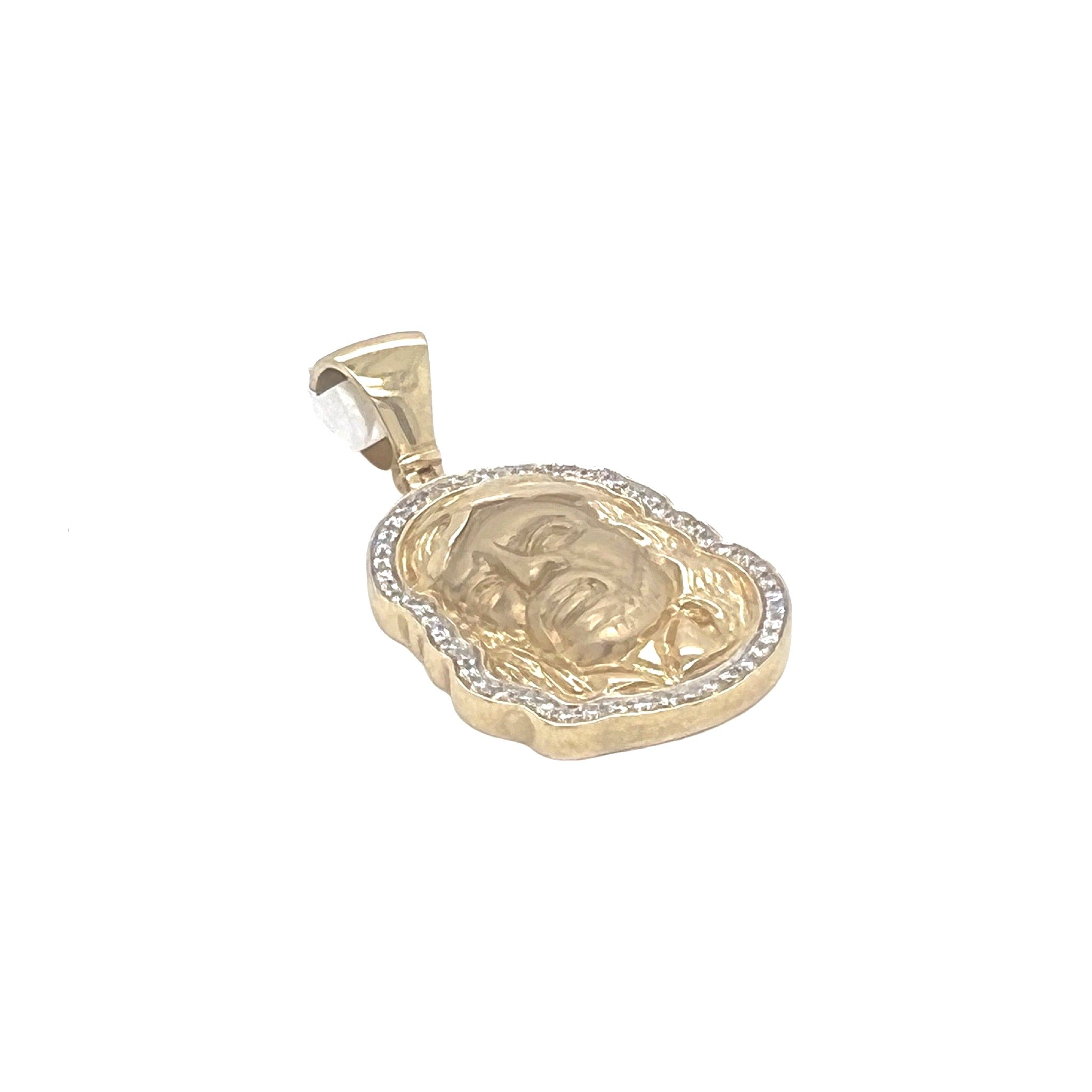 10K Yellow Gold Jesus Head Diamond Pendant 0.28 CT 1.4"