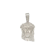 Load image into Gallery viewer, 10K White Gold Matte Finish Jesus Head Diamond Pendant 0.31 CT 1.5&quot;
