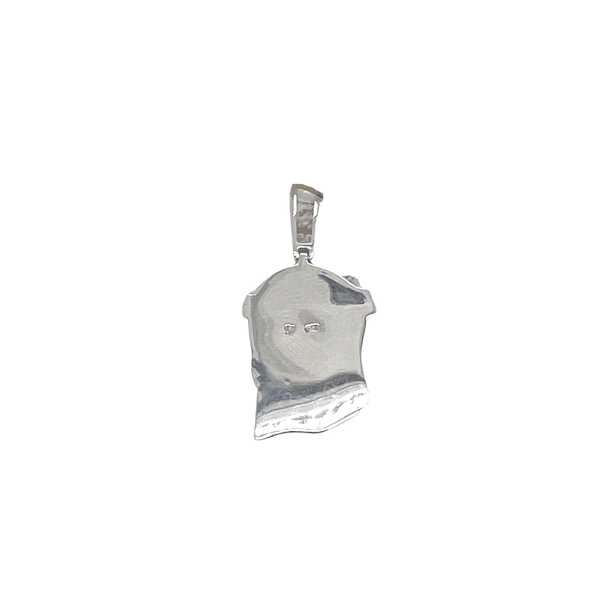 10K White Gold Matte Finish Jesus Head Diamond Pendant 0.31 CT 1.5"