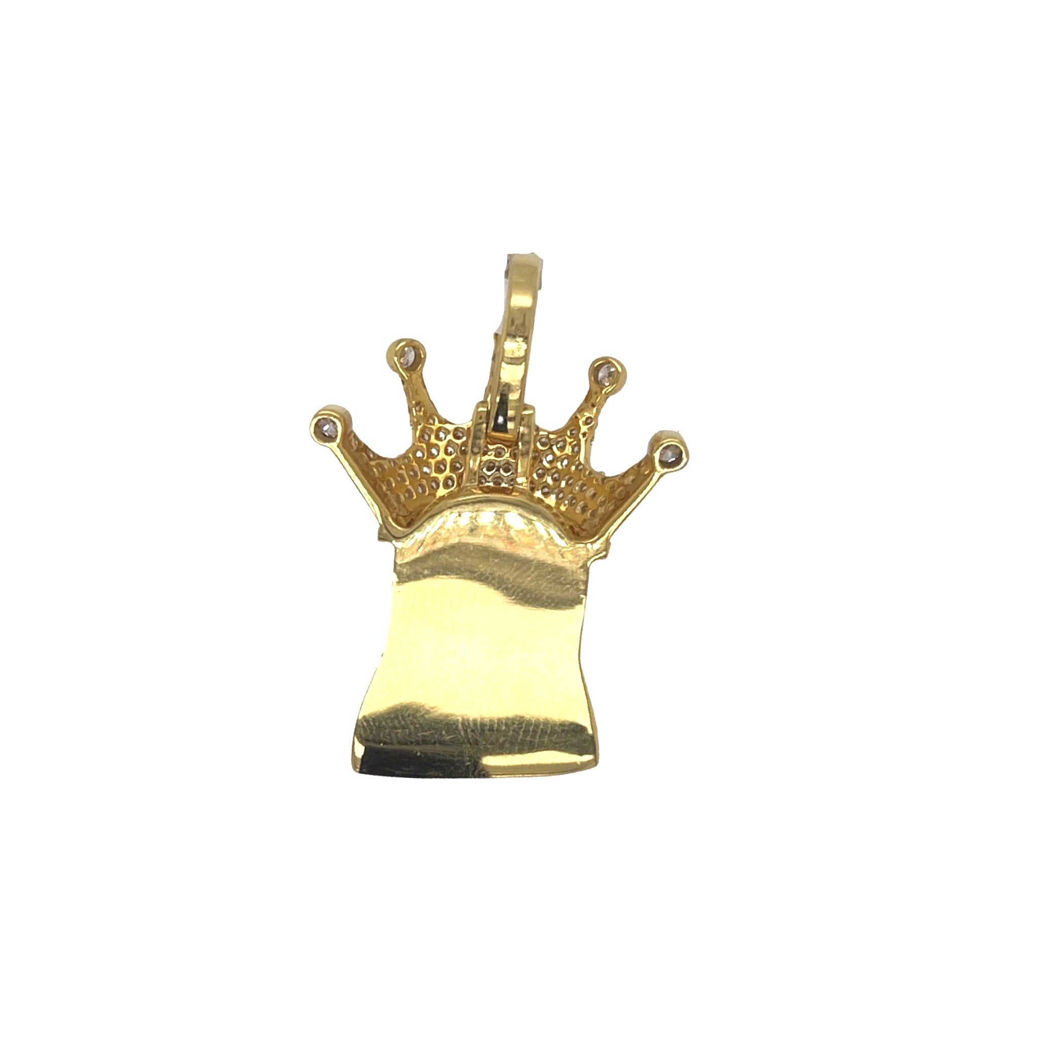 10K Yellow Gold Crown Jesus Head VS Diamond Pendant 2.0 CT 1.5"