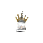 10K Two-Tone Gold Crown Jesus Head VS Diamond Pendant 2.0 CT 1.5"