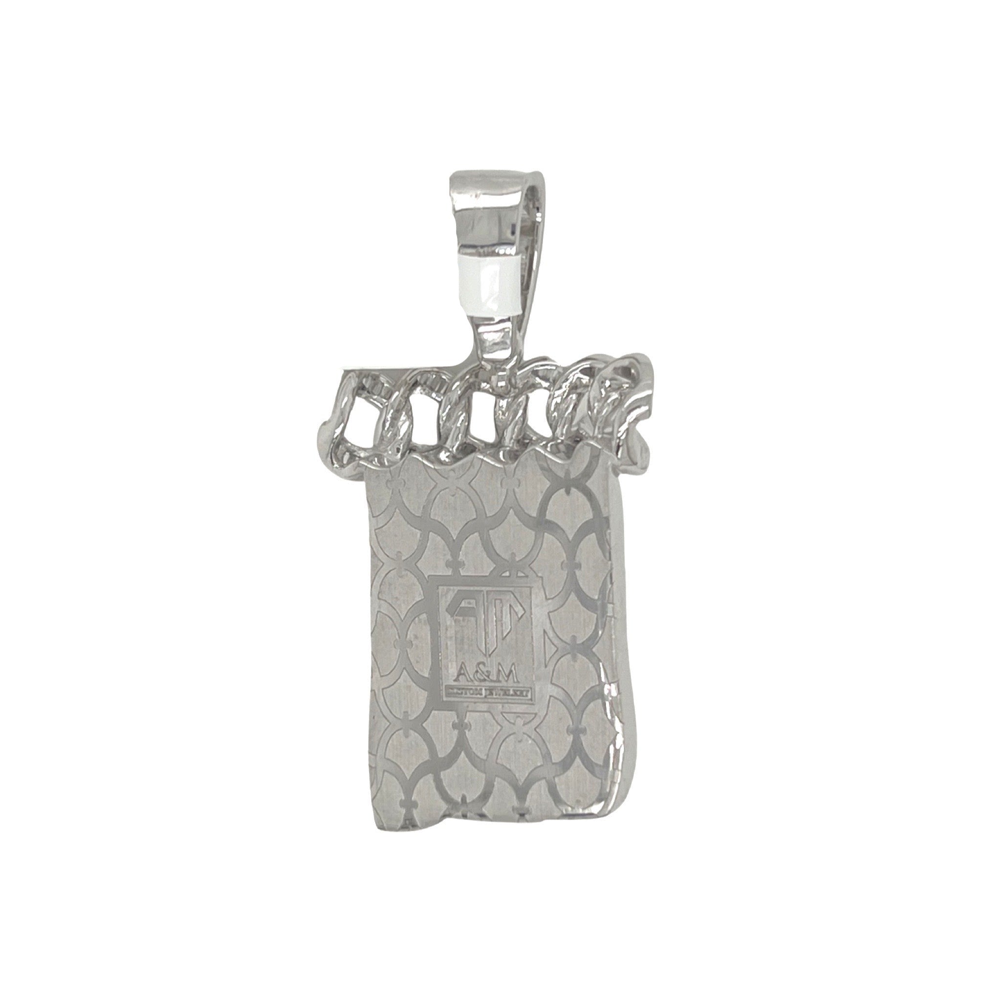 10K White Gold Cuban Crown Jesus Head Baguette Diamond Pendant 1.9 CT 1.75"