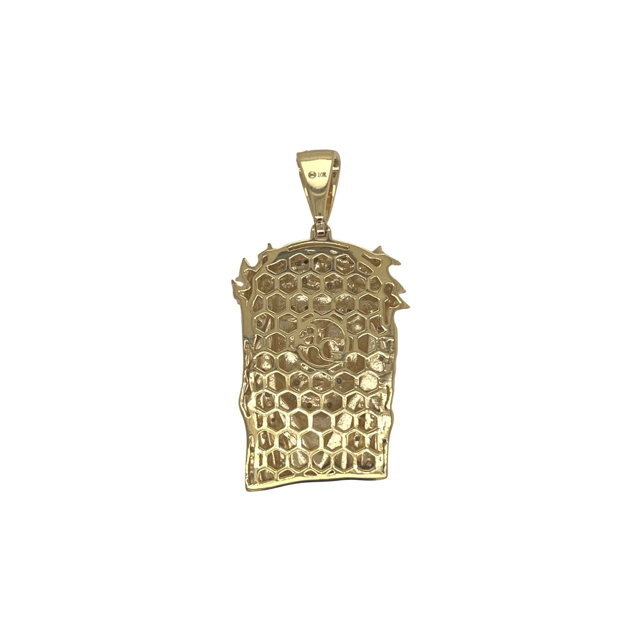 10K Yellow Gold Jesus Head Diamond Pendant 0.25 CT 1.8"