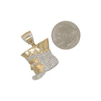 10K Yellow Gold King Crown Jesus Head Diamond Pendant 0.95 CT 1.5"