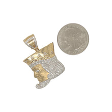 Load image into Gallery viewer, 10K Yellow Gold King Crown Jesus Head Diamond Pendant 0.95 CT 1.5&quot;
