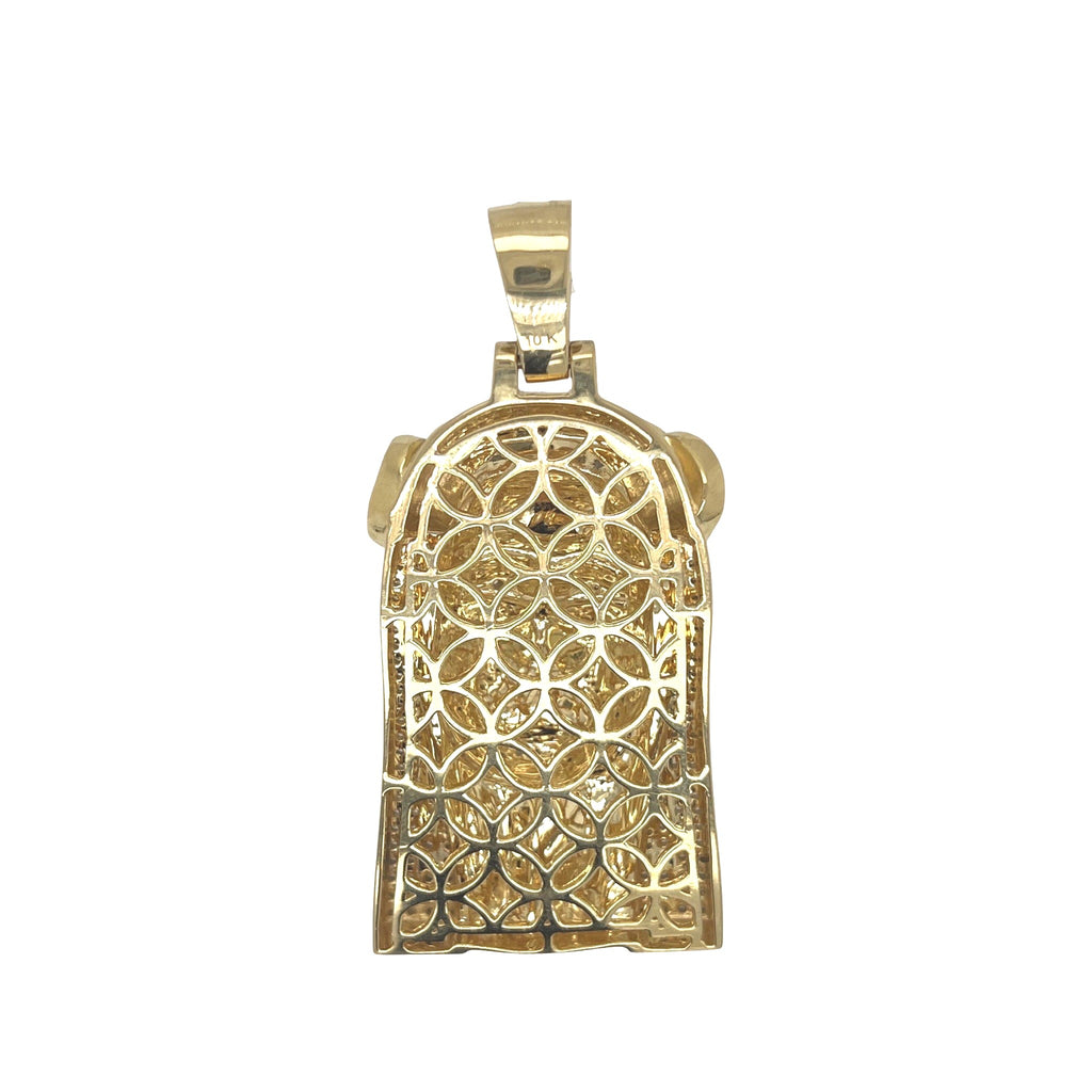 10K Yellow Gold Cuban Crown Jesus Head Diamond Pendant 2.03 CT 2.5"
