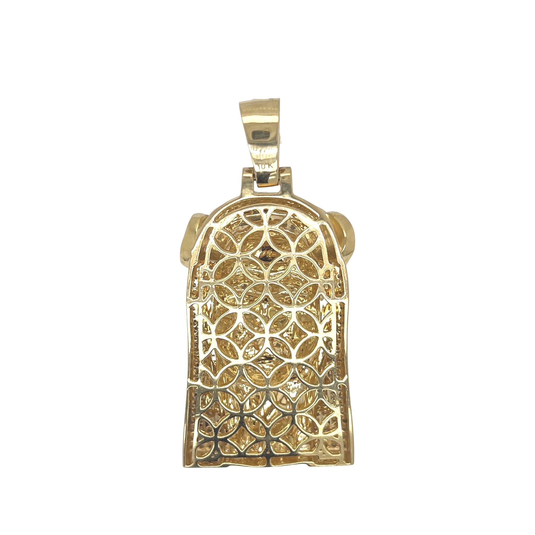 10K Yellow Gold Cuban Crown Jesus Head Diamond Pendant 2.03 CT 2.5"
