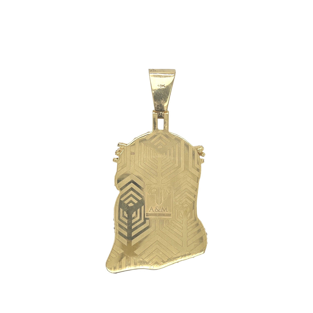 10K Yellow Gold Jesus Head VS Diamond Pendant 5.3 CT 2.6"