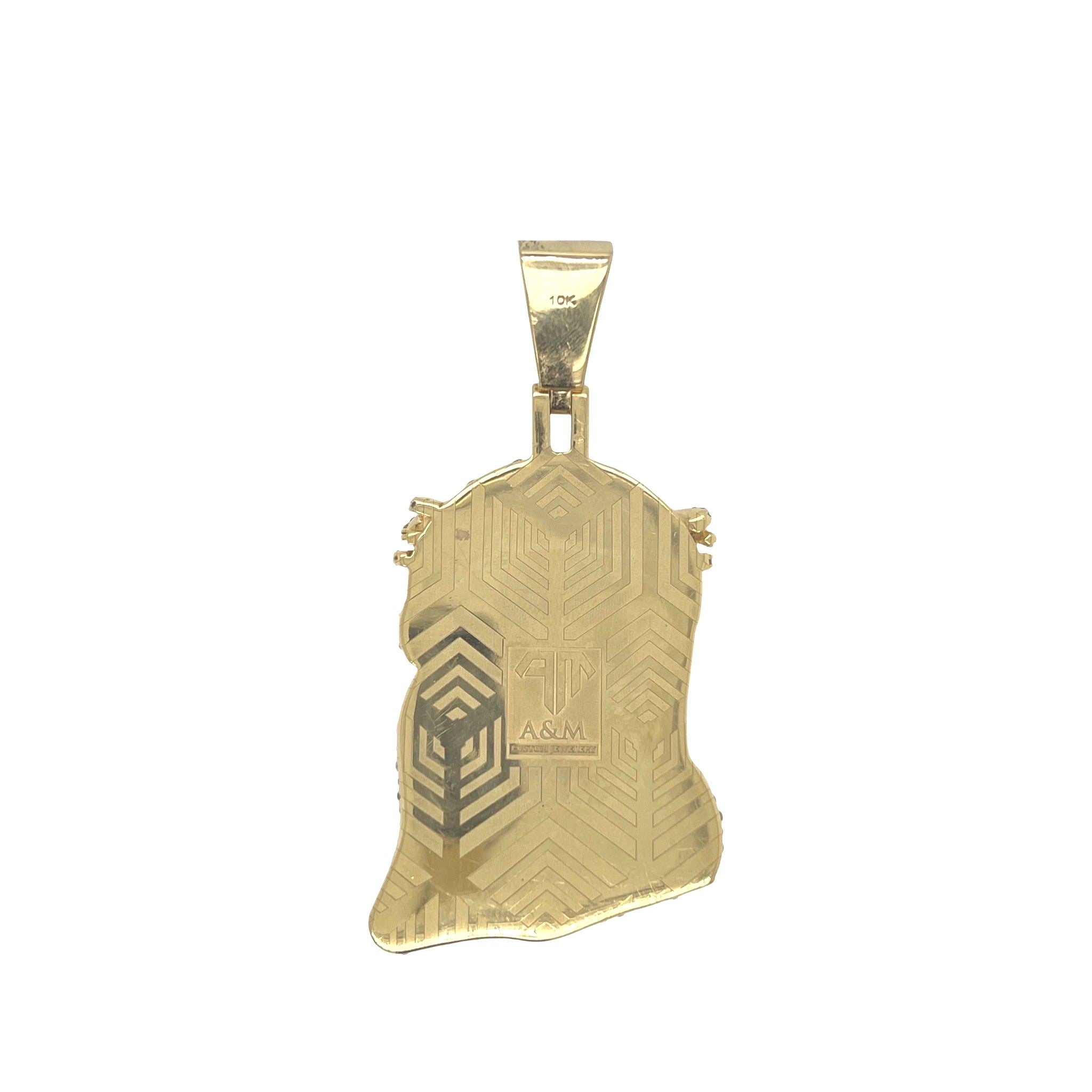 10K Yellow Gold Jesus Head VS Diamond Pendant 5.3 CT 2.6"