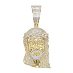 10K Yellow Gold Jesus Head Diamond Pendant 3.06 CT 2.75"