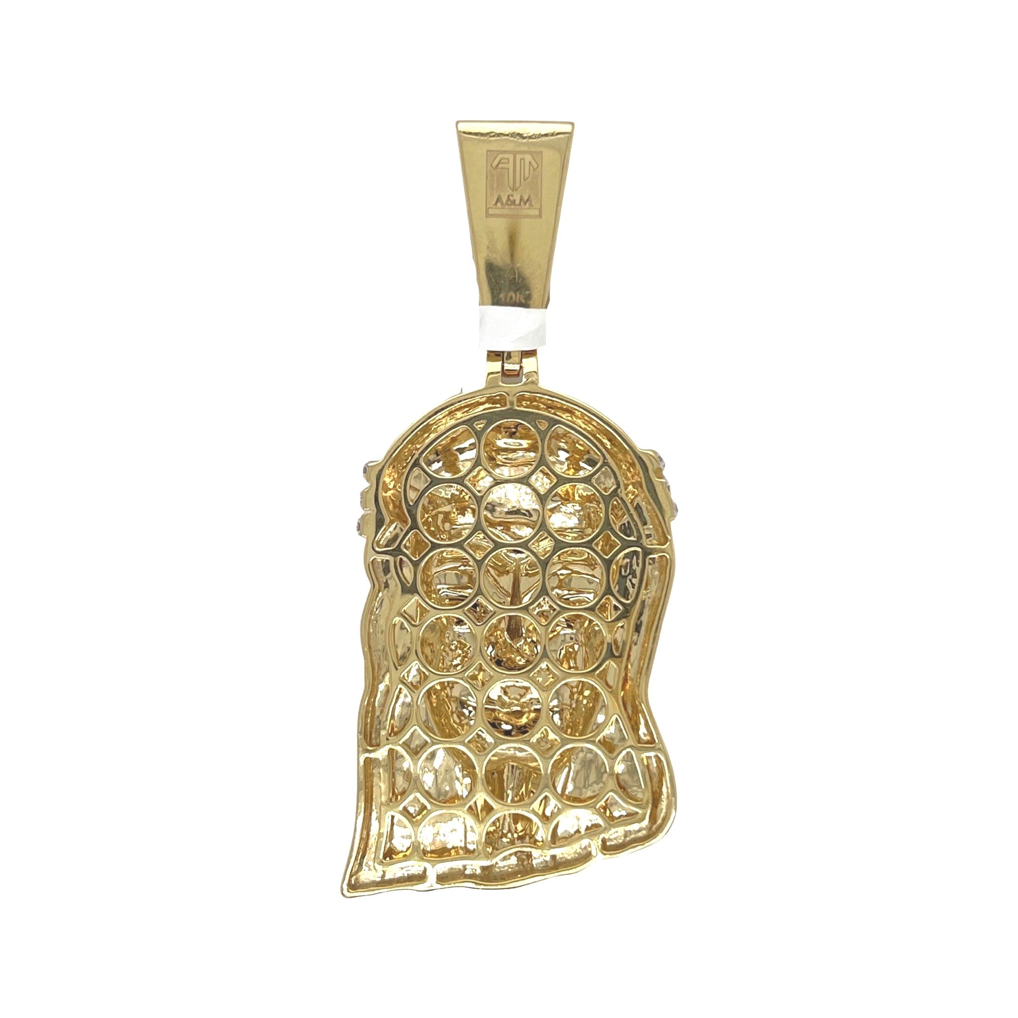 10K Yellow Gold Jesus Head Diamond Pendant 3.06 CT 2.75"