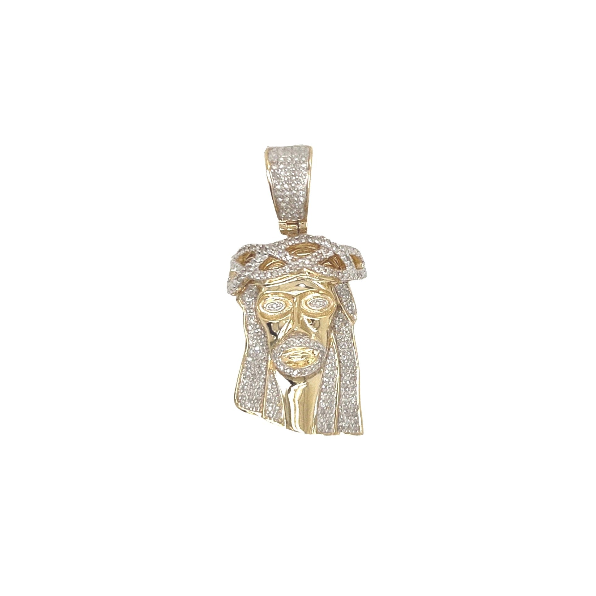 10K Yellow Gold Jesus Head Diamond Pendant 0.50 CT 1.5"
