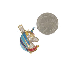 Load image into Gallery viewer, 10K Yellow Gold Multicolor Unicorn Diamond Pendant 1.0 CT 1.3&quot;
