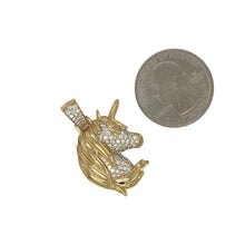 Load image into Gallery viewer, 10K Yellow Gold Unicorn Diamond Pendant 1.0 CT 1.3&quot;
