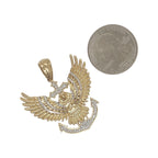10K Yellow Gold Eagle Anchor Diamond Pendant 0.20 CT 1.6"