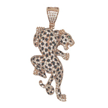 Load image into Gallery viewer, 14K Rose Gold Leopard Diamond Pendant 3.19 CT 2.5&quot;
