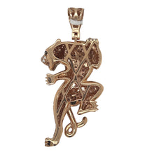 Load image into Gallery viewer, 14K Rose Gold Leopard Diamond Pendant 3.19 CT 2.5&quot;
