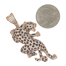 Load image into Gallery viewer, 14K Rose Gold Leopard Diamond Pendant 3.19 CT 2.5&quot;
