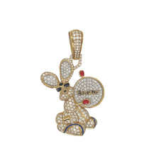 Load image into Gallery viewer, 14K Yellow Gold Energizer Bunny Diamond Pendant 2.5 CT 2&quot;
