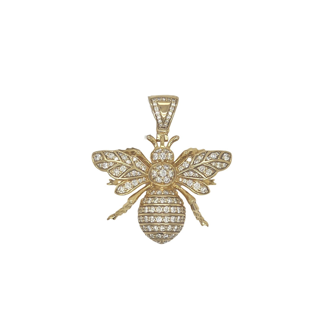 10K Yellow Gold Designer Bee Diamond Pendant 1.34 CT 1.3