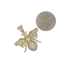 Load image into Gallery viewer, 10K Yellow Gold Designer Bee Diamond Pendant 1.34 CT 1.3&quot;
