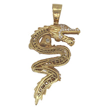 Load image into Gallery viewer, 14K Yellow Gold 3D Dragon Holding Solitaire Diamond Pendant 3.65 CT 2.5&quot;
