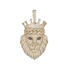 Load image into Gallery viewer, 10K Yellow Gold Lion Crown Head VS Diamond Pendant 3.11 CT 2.1&quot;
