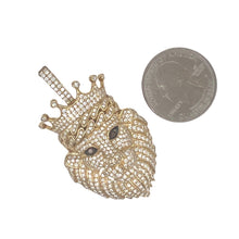 Load image into Gallery viewer, 10K Yellow Gold Lion Crown Head VS Diamond Pendant 3.11 CT 2.1&quot;
