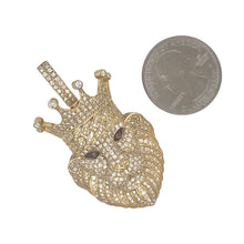 Load image into Gallery viewer, 10K Yellow Gold Lion Crown Head Diamond Pendant 2.54 CT 2.1&quot;
