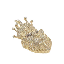 Load image into Gallery viewer, 10K Yellow Gold Lion Crown Head Diamond Pendant 2.54 CT 2.1&quot;
