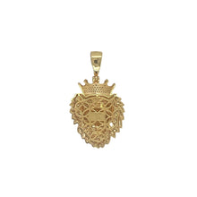 Load image into Gallery viewer, 10K Yellow Gold Lion Crown Head Diamond Pendant 0.85 CT 1.75&quot;
