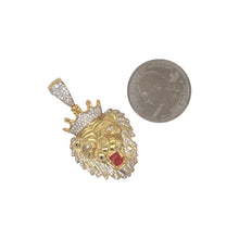 Load image into Gallery viewer, 10K Yellow Gold Lion Crown Head Diamond Pendant 0.85 CT 1.75&quot;
