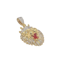 Load image into Gallery viewer, 10K Yellow Gold Lion Crown Head Diamond Pendant 0.85 CT 1.75&quot;
