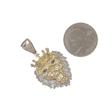 Load image into Gallery viewer, 10K Yellow Gold Lion Crown Head Diamond Pendant 0.50 CT 1.75&quot;
